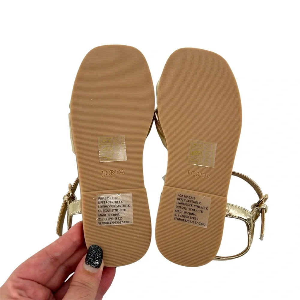 NWT Crewcuts Factory Girls’ Square-Toe Knot Sandals in Gold Size K12